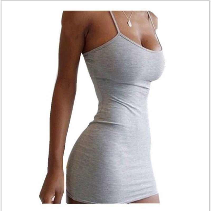 STORAZONE Woman fashion and Outdoor Grey / 2XL Pure Color Simple Hanging Neck Tight-fitting Hip Skirt