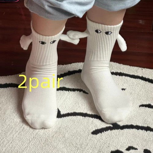 STORAZONE Woman fashion and Outdoor Hand in hand socks 2pc / One size Magnetic Suction Hand In Hand Couple Socks Cartoon Lovely Breathable Comfortable Socks For Women Holding Hands Sock