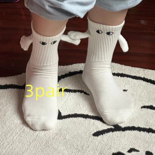 STORAZONE Woman fashion and Outdoor Hand in hand socks 3pc / One size Magnetic Suction Hand In Hand Couple Socks Cartoon Lovely Breathable Comfortable Socks For Women Holding Hands Sock