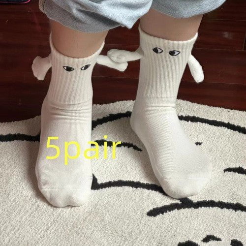 STORAZONE Woman fashion and Outdoor Hand in hand socks 5pc / One size Magnetic Suction Hand In Hand Couple Socks Cartoon Lovely Breathable Comfortable Socks For Women Holding Hands Sock