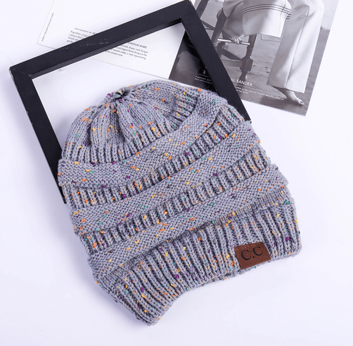 STORAZONE Woman fashion and Outdoor Light gary B High Bun Ponytail Beanie Hat Chunky Soft Stretch Cable Knit Warm Fuzzy Lined Skull Beanie Acrylic Hats Men And Women