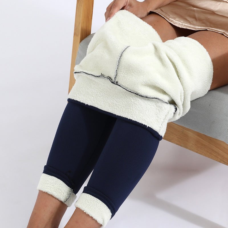 STORAZONE Woman fashion and Outdoor Navy blue / 3XL Winter Leggings Warm Thick High Stretch Lamb Cashmere Leggins Skinny Fitness Woman Pants