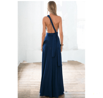 STORAZONE Woman fashion and Outdoor Navy Blue / M Women Bandage Convertible Boho Maxi Dress