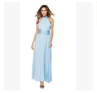 STORAZONE Woman fashion and Outdoor Peacock blue / L Women Bandage Convertible Boho Maxi Dress