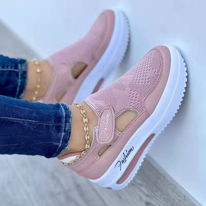 STORAZONE Woman fashion and Outdoor Pink / 35size Women's Sneakers Summer New Ladies Casual Low Wedge Breathable Non-Slip Comfort Feamle Sport Shoes Mesh Shoes Fashion Style