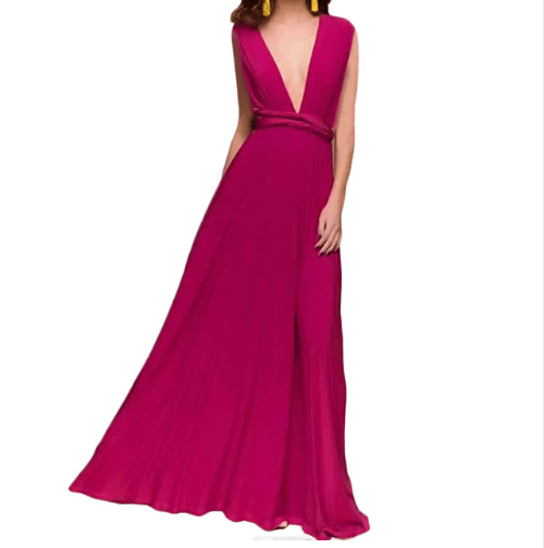 STORAZONE Woman fashion and Outdoor Rose red / L Women Bandage Convertible Boho Maxi Dress