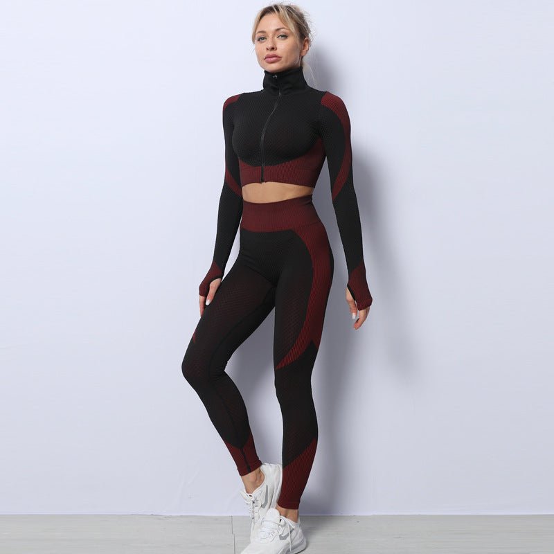 STORAZONE Woman fashion and Outdoor Scarlet / 4XL 3PCS Yoga Set Seamless Sport Set Women Gym Clothing Leggings Women Crop Top Sports Bra Women Fitness Gym Set Womens Outfits Tracksuit