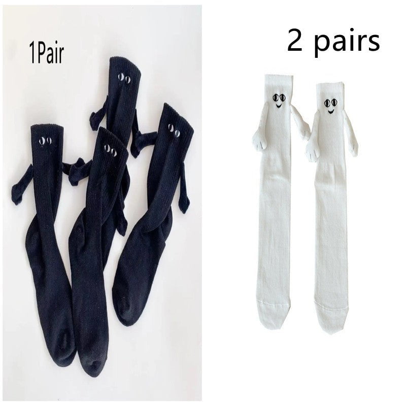 STORAZONE Woman fashion and Outdoor Set4 / One size Magnetic Suction Hand In Hand Couple Socks Cartoon Lovely Breathable Comfortable Socks For Women Holding Hands Sock