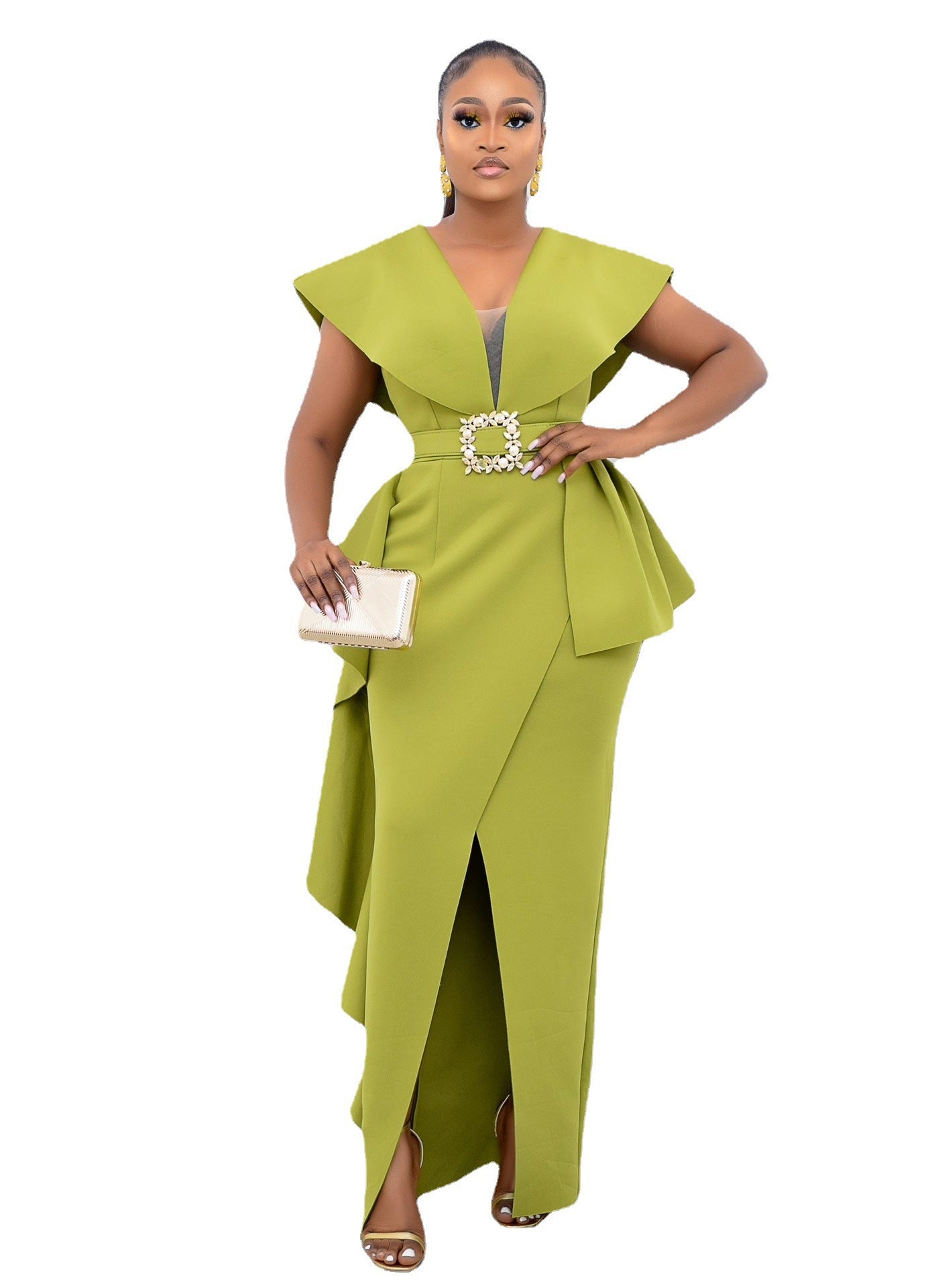 STORAZONE Woman fashion and Outdoor Slim Fit Irregular Long Dress Plus Size High Waist Dress