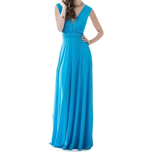 STORAZONE Woman fashion and Outdoor Water blue / L Women Bandage Convertible Boho Maxi Dress