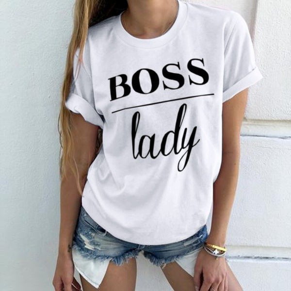 STORAZONE Woman fashion and Outdoor white / L Summer Fashion Women Casual Letter Printed T-shirt Tops Lady Tee Printed Short Sleeve Tops