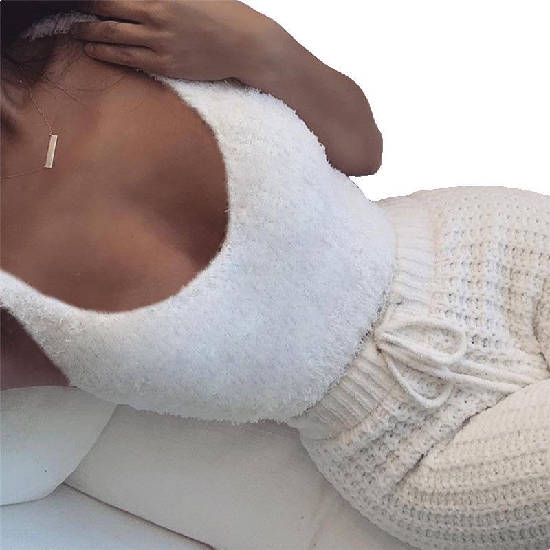 STORAZONE Woman fashion and Outdoor White vest / L 3pcs Womens Clothing Long Sleeve Crop Tank Top And Drawstring Shorts Pajama Set