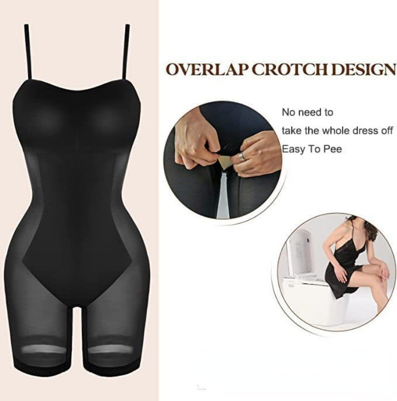 STORAZONE Woman fashion and Outdoor Women's Shapewear Dress Jumpsuit Tummy Tuck Lift Corset Open Crotch Suspender Tight Long Skirt Chest Pad Bodysuit Dress