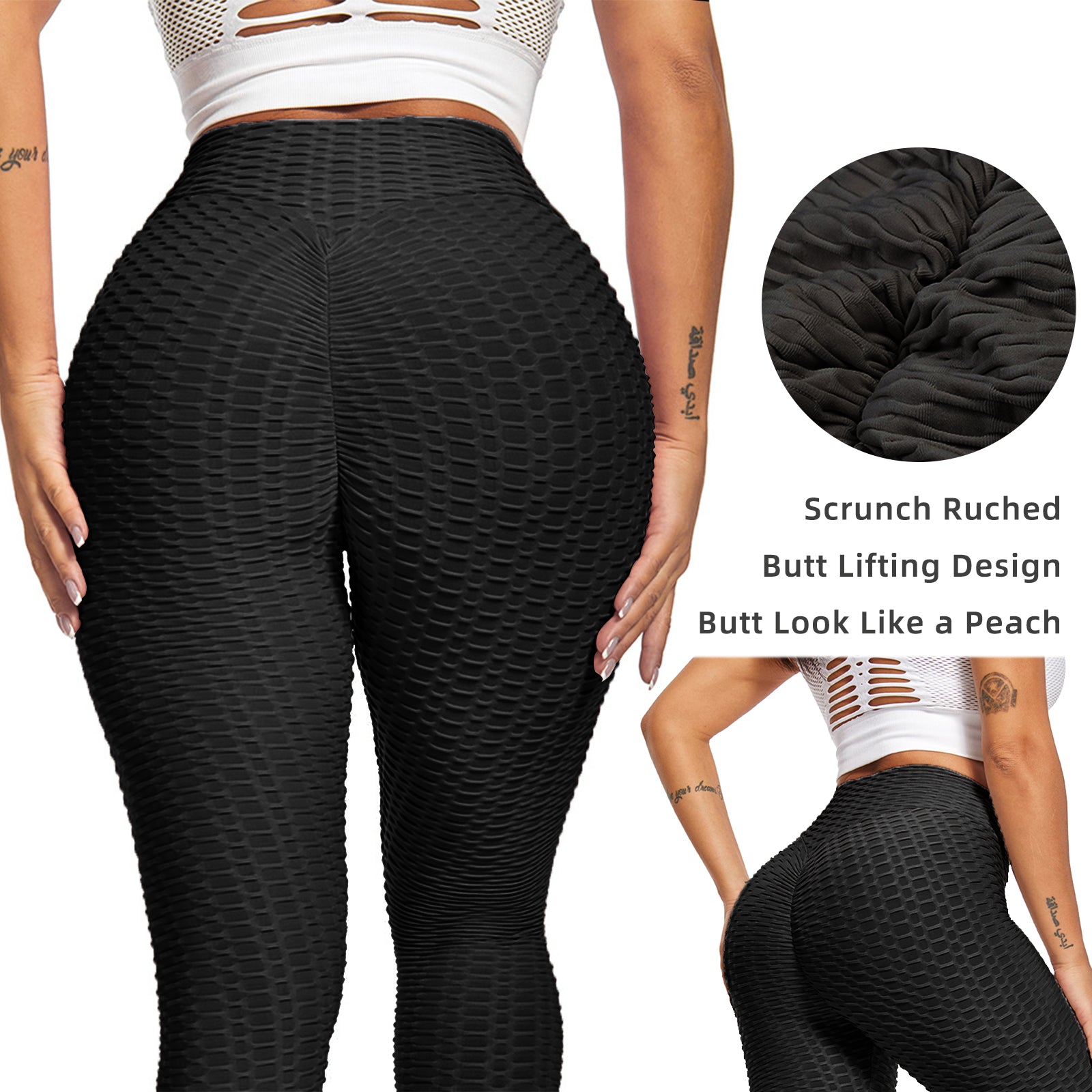 STORAZONE Woman fashion and Outdoor Women TIK Tok Leggings Bubble Textured Leggings Butt Lifting Yoga Pants Black Amazon Banned