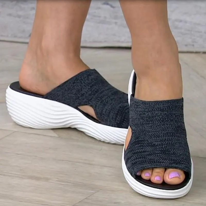 Storazone Women Casual Beach Slippers Orthopedic Stretch Orthotic Sandals Female Open Toe Breathable Slides Stretch Cross Shoes Outdoor