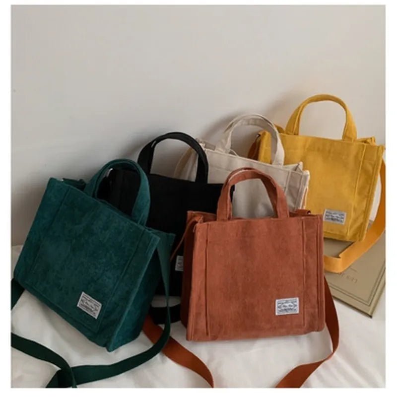 Storazone Women Corduroy zipper Shoulder Bag FemaleSmall Cotton Canvas  Messenger Bag Retro Vintage Crossbody Bags  bag for women