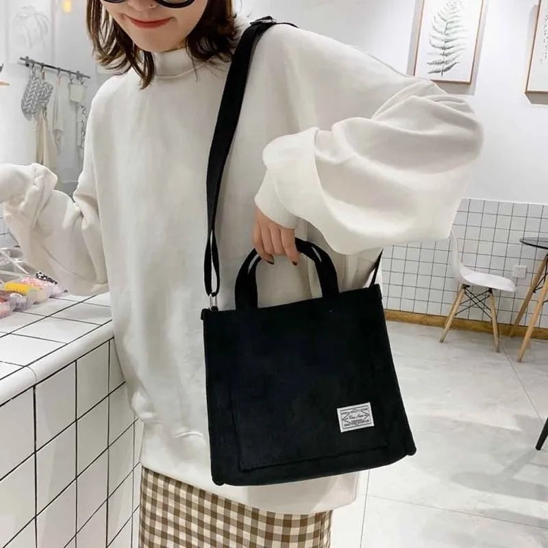 Storazone Women Corduroy zipper Shoulder Bag FemaleSmall Cotton Canvas  Messenger Bag Retro Vintage Crossbody Bags  bag for women
