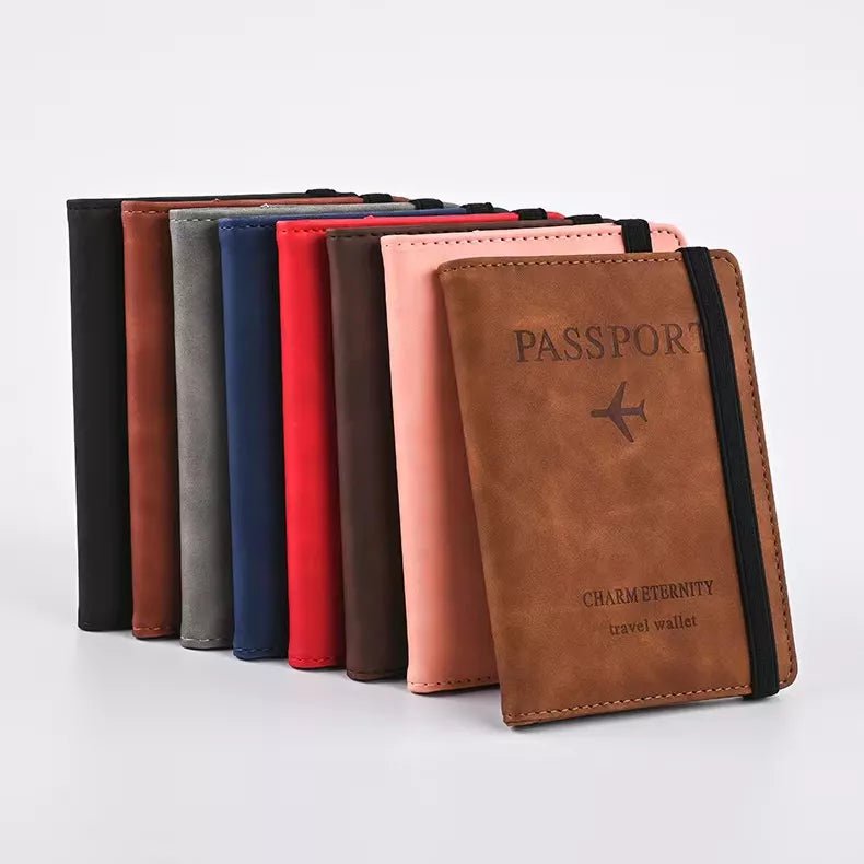 Storazone Women Men RFID Vintage Business Passport Covers Holder Multi-Function ID Bank Card PU Leather Wallet Case Travel Accessories