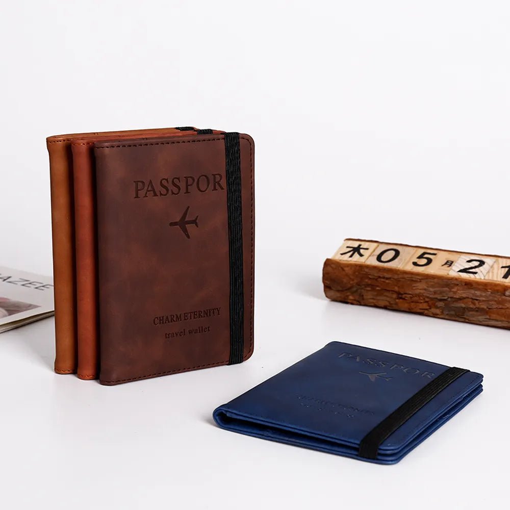 Storazone Women Men RFID Vintage Business Passport Covers Holder Multi-Function ID Bank Card PU Leather Wallet Case Travel Accessories