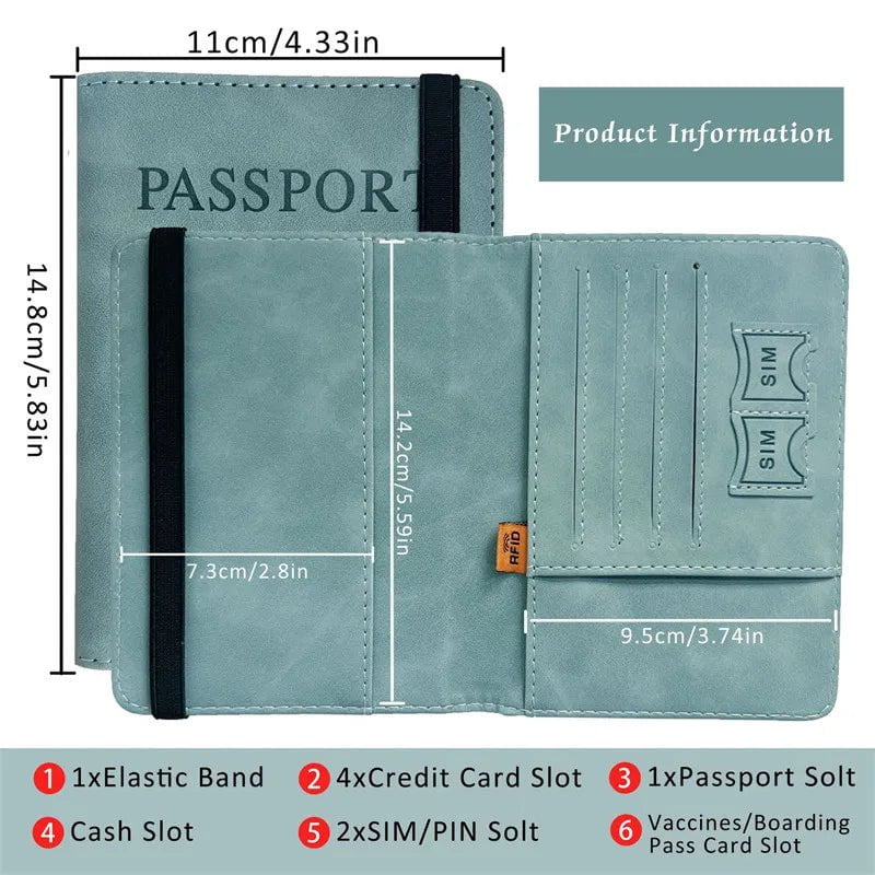 Storazone Women Men RFID Vintage Business Passport Covers Holder Multi-Function ID Bank Card PU Leather Wallet Case Travel Accessories