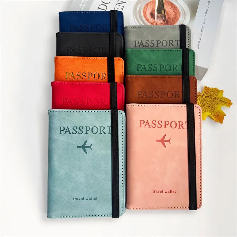 Storazone Women Men RFID Vintage Business Passport Covers Holder Multi-Function ID Bank Card PU Leather Wallet Case Travel Accessories