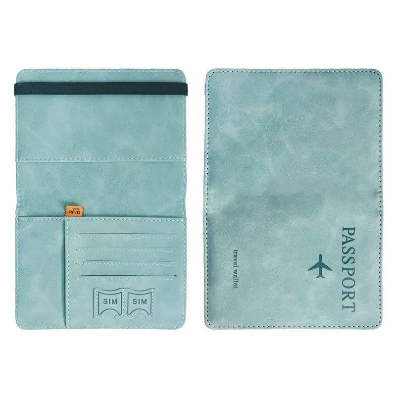 Storazone Women Men RFID Vintage Business Passport Covers Holder Multi-Function ID Bank Card PU Leather Wallet Case Travel Accessories