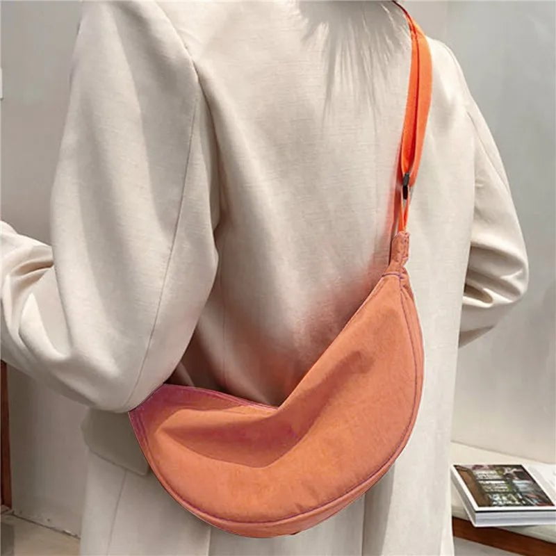 Storazone Women's Crossbody Dumpling Shape Lightweight Underarm Knapsack Nylon Large Capacity Smooth Zipper Female's One Shoulder Bag