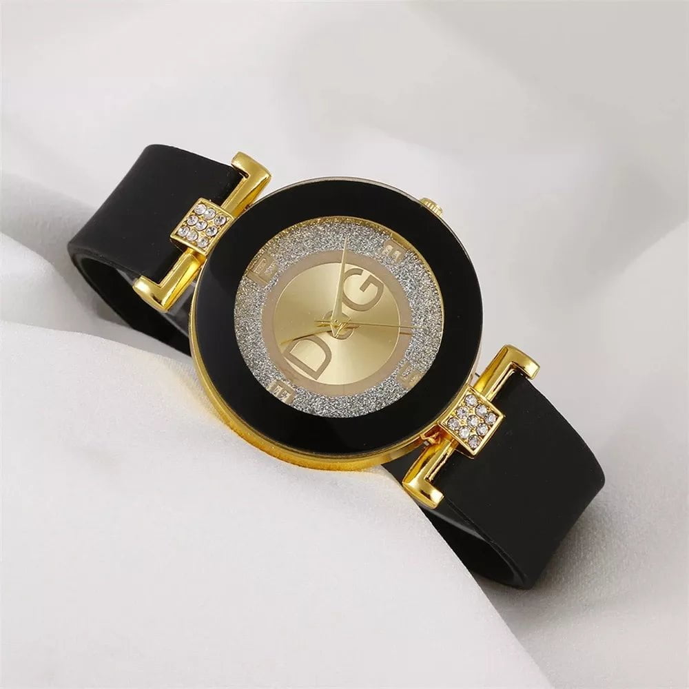 Storazone Women's Quartz Watches Silicone Strap Simplicity Rhinestone Design Female Casual Wrist Watch Fashion Luxury Brand Black DQG