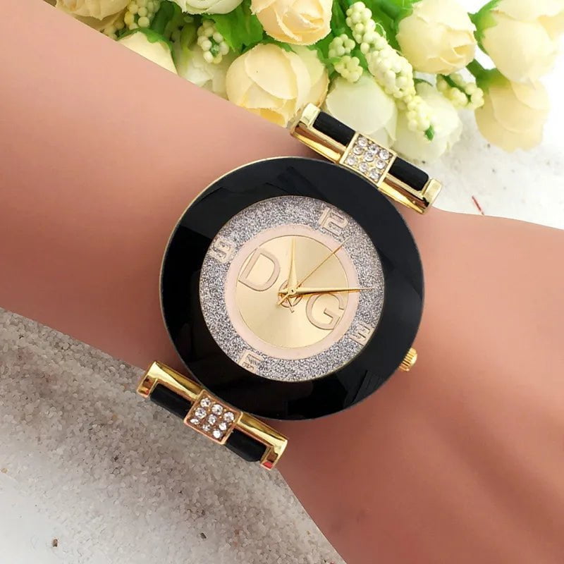 Storazone Women's Quartz Watches Silicone Strap Simplicity Rhinestone Design Female Casual Wrist Watch Fashion Luxury Brand Black DQG