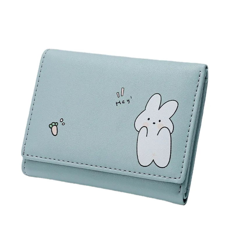 Storazone Women Short Cute Small Wallets Student Triple Fold Card Holder Girl ID Bag Card Holder Coin Purse Ladies Wallets Cartoon Bags