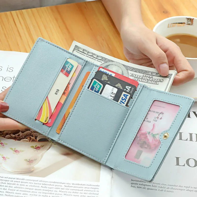 Storazone Women Short Cute Small Wallets Student Triple Fold Card Holder Girl ID Bag Card Holder Coin Purse Ladies Wallets Cartoon Bags