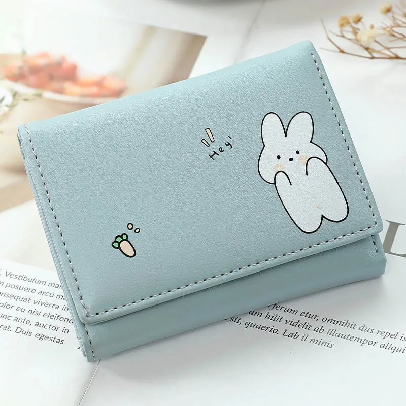 Storazone Women Short Cute Small Wallets Student Triple Fold Card Holder Girl ID Bag Card Holder Coin Purse Ladies Wallets Cartoon Bags