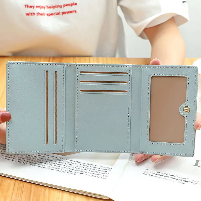 Storazone Women Short Cute Small Wallets Student Triple Fold Card Holder Girl ID Bag Card Holder Coin Purse Ladies Wallets Cartoon Bags