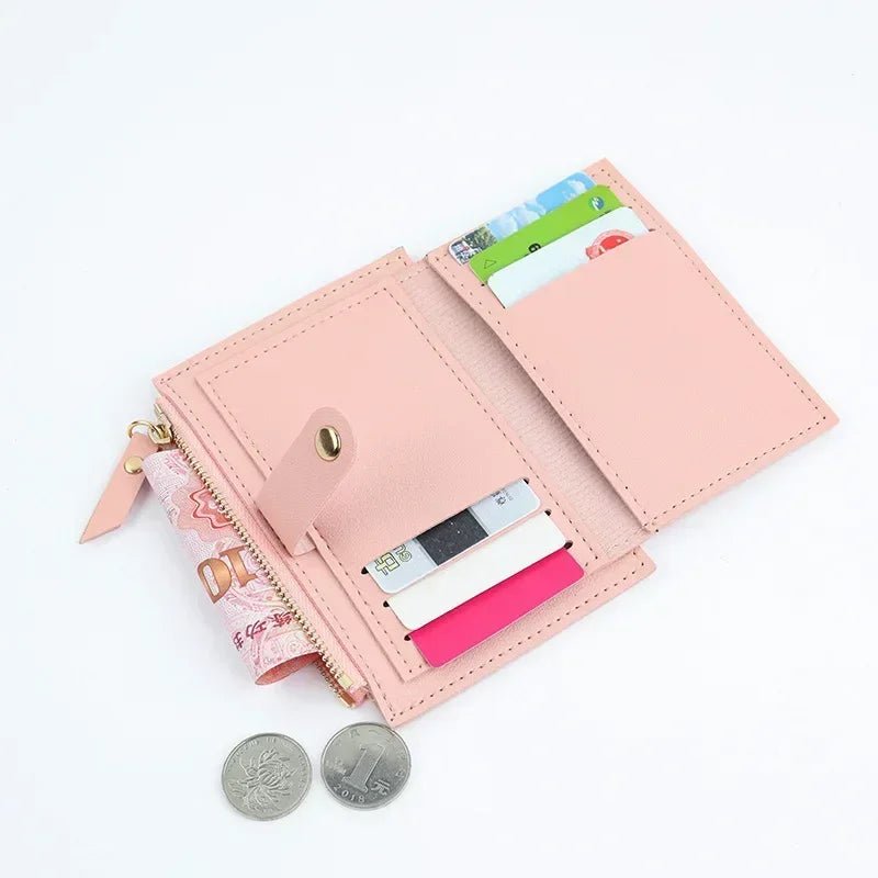 Storazone Women Short Wallet Fashion Simple PU Leather Small Purse Ladies Card Bag Women Clutch Bag Female Purse Money Clip Wallet