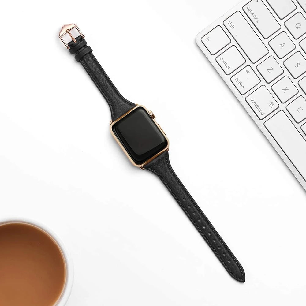 Storazone Women Thin Leather Band for Apple Watch 38mm 40mm 41mm Slim Colorful Wristband Strap for iWatch SE 7/6/5/4/3/2/1 Bracelet