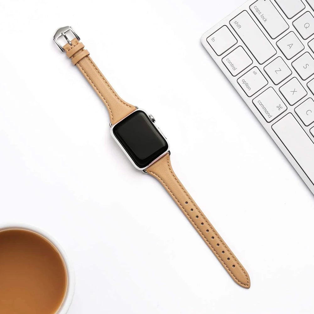 Storazone Women Thin Leather Band for Apple Watch 38mm 40mm 41mm Slim Colorful Wristband Strap for iWatch SE 7/6/5/4/3/2/1 Bracelet