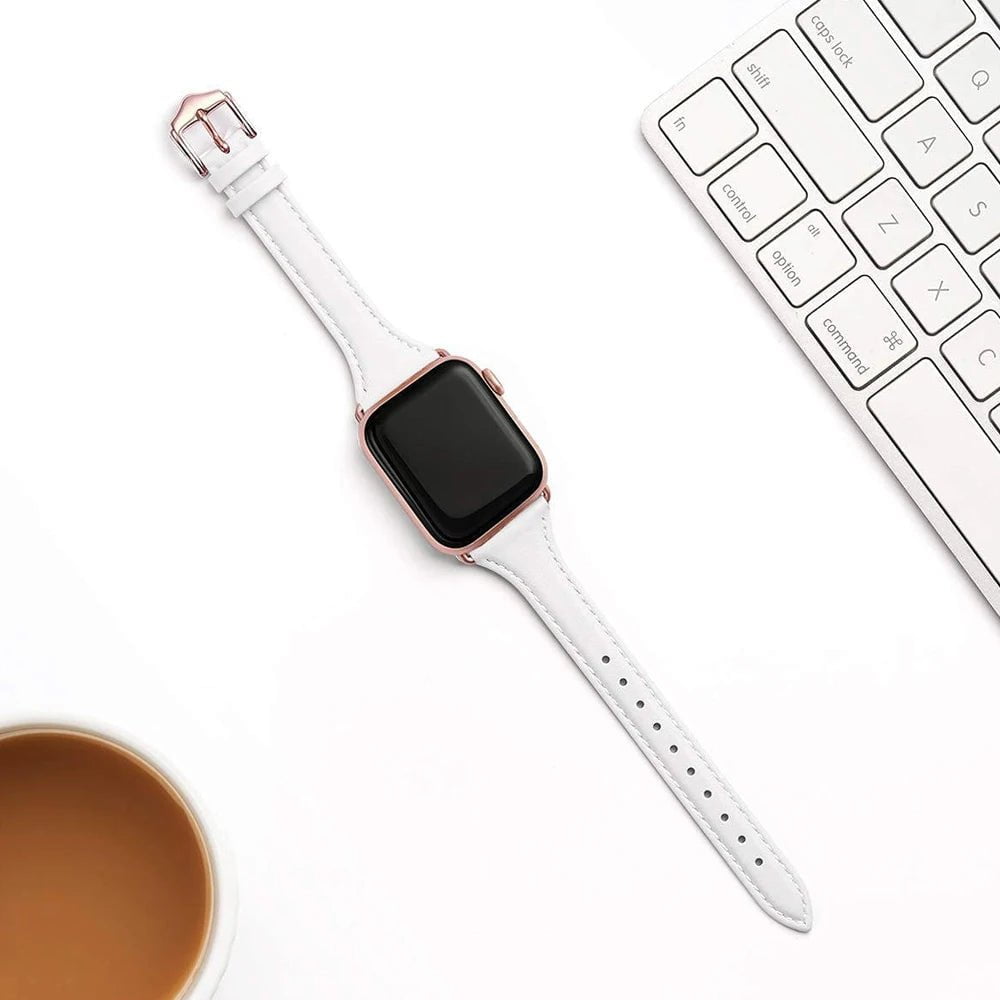 Storazone Women Thin Leather Band for Apple Watch 38mm 40mm 41mm Slim Colorful Wristband Strap for iWatch SE 7/6/5/4/3/2/1 Bracelet
