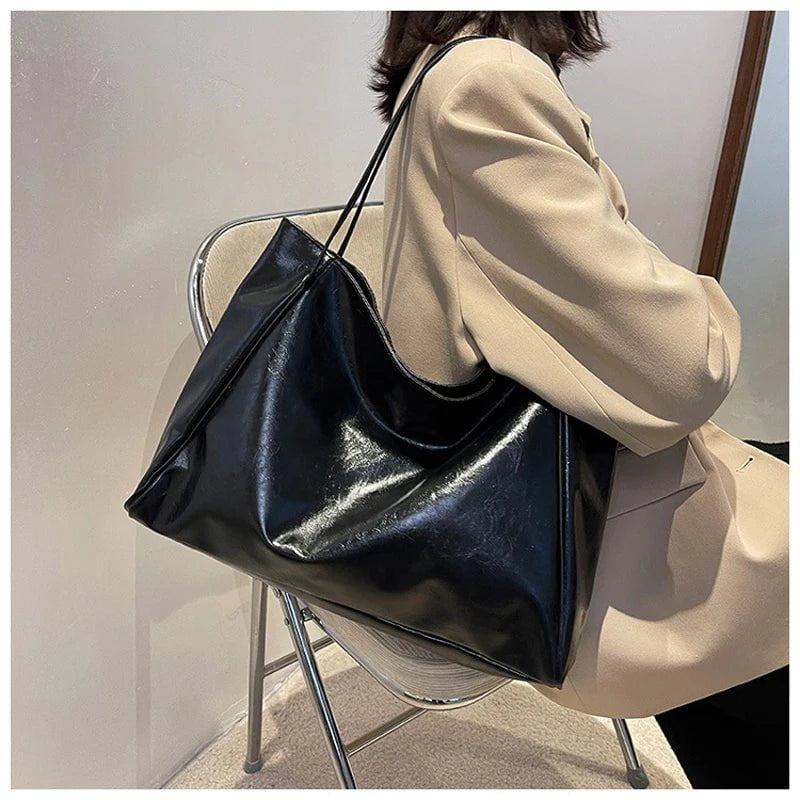 Storazone Women Tote Bag Fashion Underarm Pouch Large Capacity Soft Pu Leather Shoulder Bag Retro Crossbody Bag Casual Portable Bucket Bag