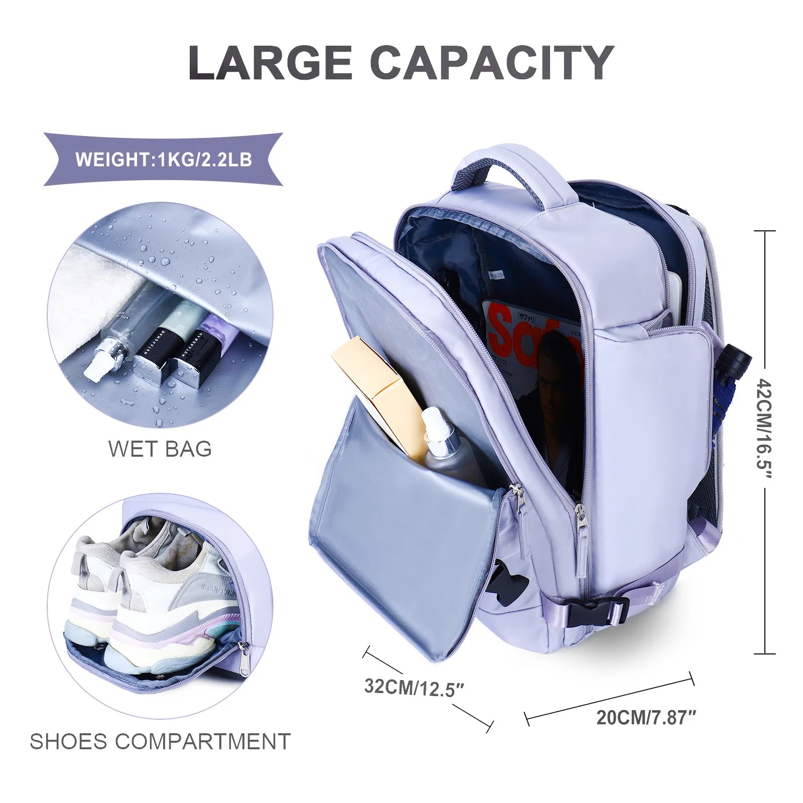 Storazone Women Travel Backpack Airplane Large Capacity Multi-Function Luggage Lightweight Waterproof Women's Casual Bag Notebook Bagpacks