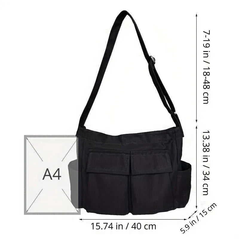 Storazone Women Vintage Handbag Canvas Teenager Shoulder Tote Bags Messenger Bags Ladies Casual Handbag Crossbody Purse