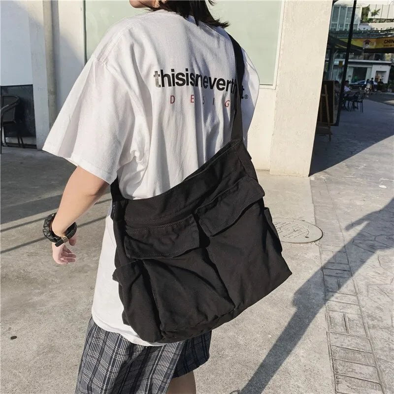 Storazone Women Vintage Handbag Canvas Teenager Shoulder Tote Bags Messenger Bags Ladies Casual Handbag Crossbody Purse