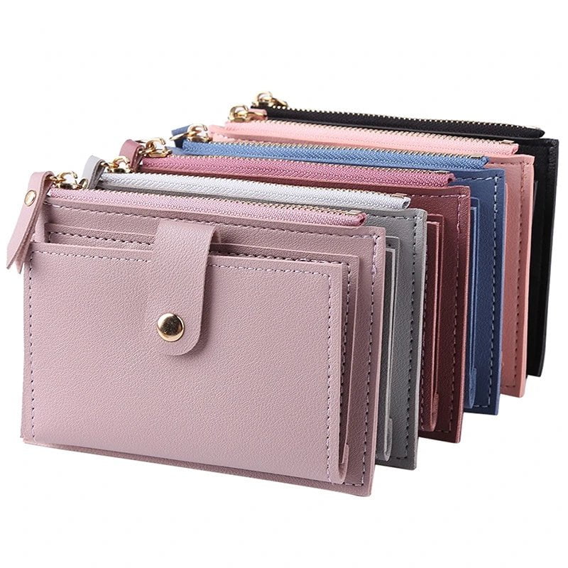 Storazone Women Wallets PU Leather Female Purse Mini Hasp Solid Multi-Cards Holder Coin Short Wallets Slim Small Wallet Zipper Hasp