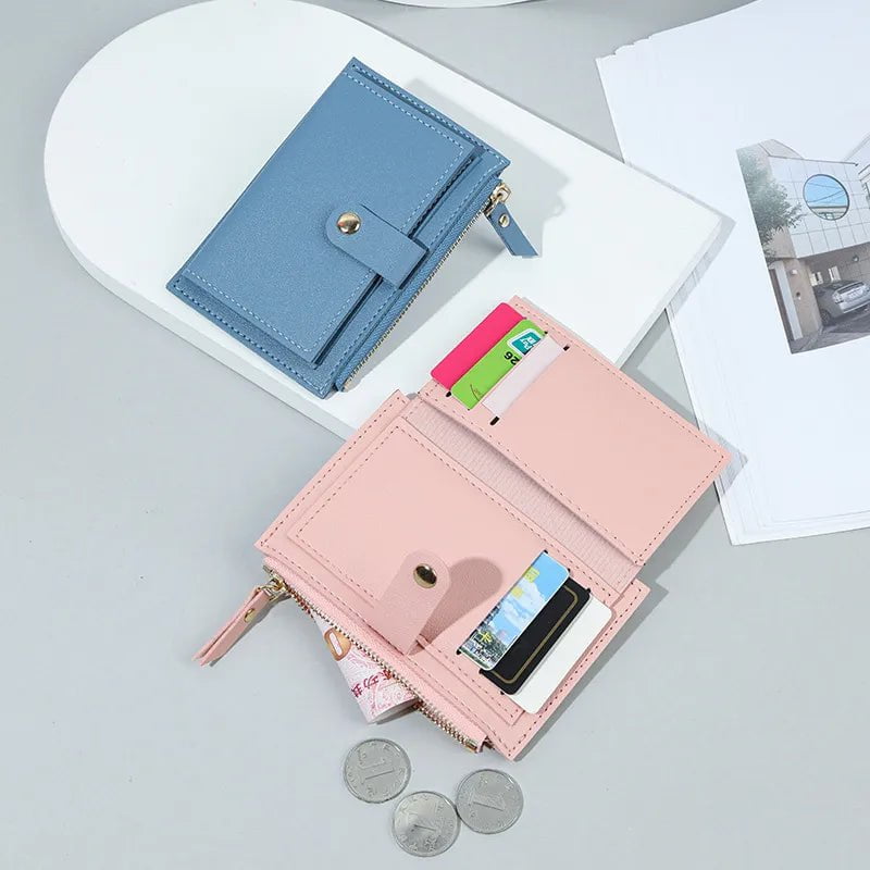 Storazone Women Wallets PU Leather Female Purse Mini Hasp Solid Multi-Cards Holder Coin Short Wallets Slim Small Wallet Zipper Hasp