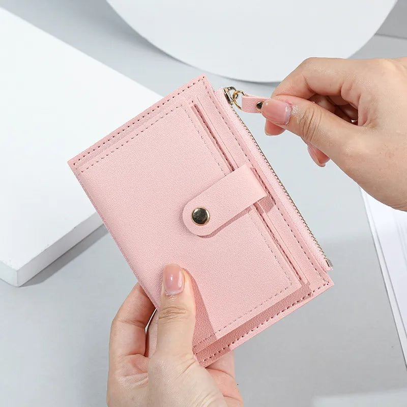 Storazone Women Wallets PU Leather Female Purse Mini Hasp Solid Multi-Cards Holder Coin Short Wallets Slim Small Wallet Zipper Hasp