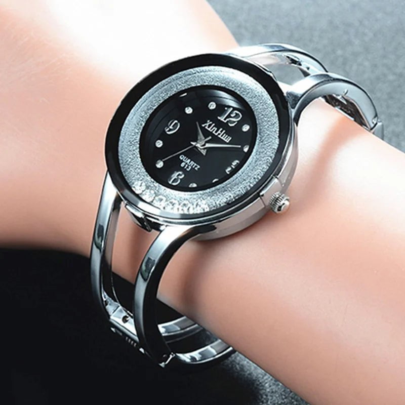 Storazone Women Watches Bracelet Relogio Feminino Quartz Fashion Bangle Watch Womens Crystal Stainless Steel Wristwatch Bayan Kol Sat