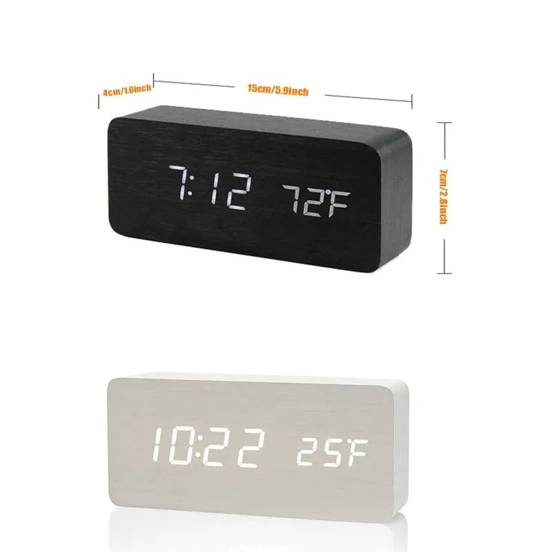 Storazone Wooden Digital Alarm Clock, LED Alarm Clock with Temperature Desk Clocks for Office,Bedside Clock