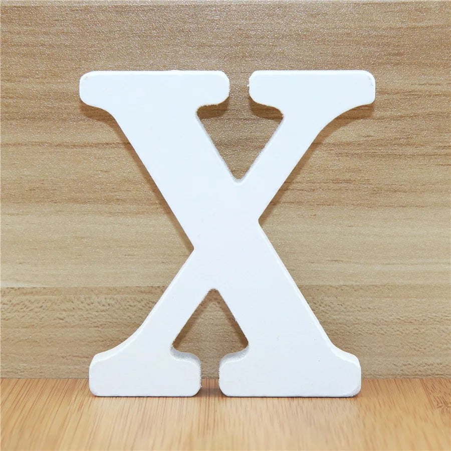 Storazone X / 10cm 1pc 10CM Wood Wooden Letters White Alphabet Wedding Birthday Party Diy Home Decorations Personalised Name Design 3.94 Inches