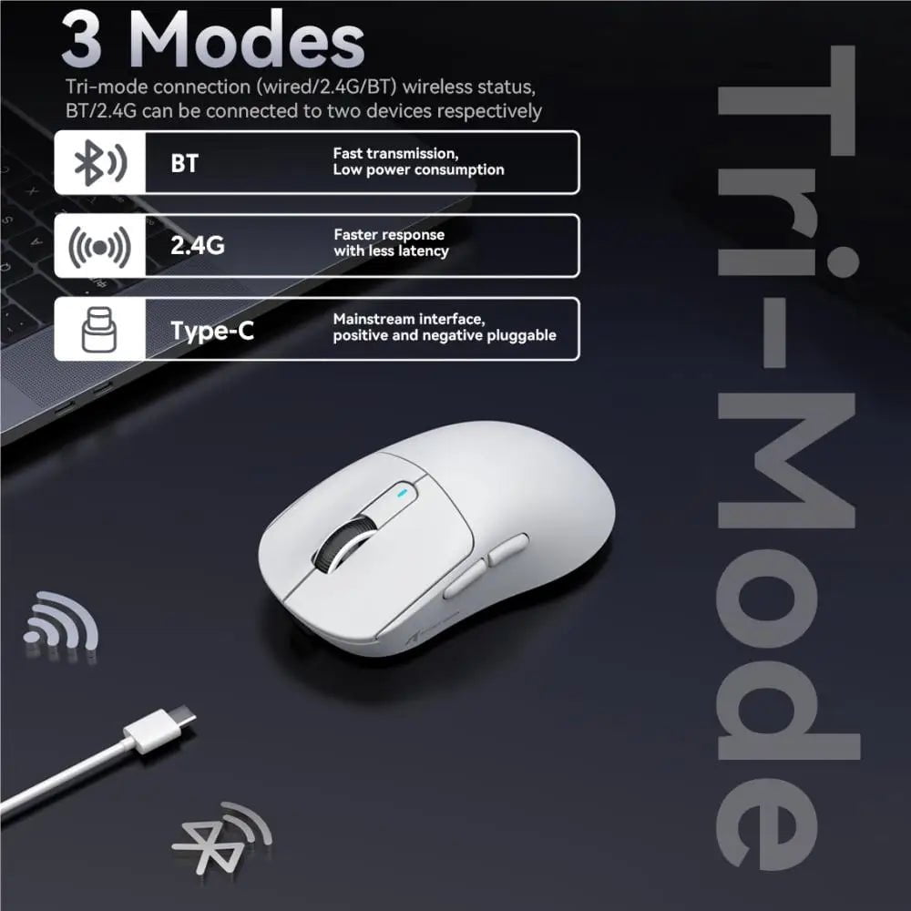 Storazone X3 PixArt PAW3395 Bluetooth Mouse 2.4G Tri-Mode Connection, 26000dpi, 650IPS, 49g Lightweight Macro Gaming Mouse