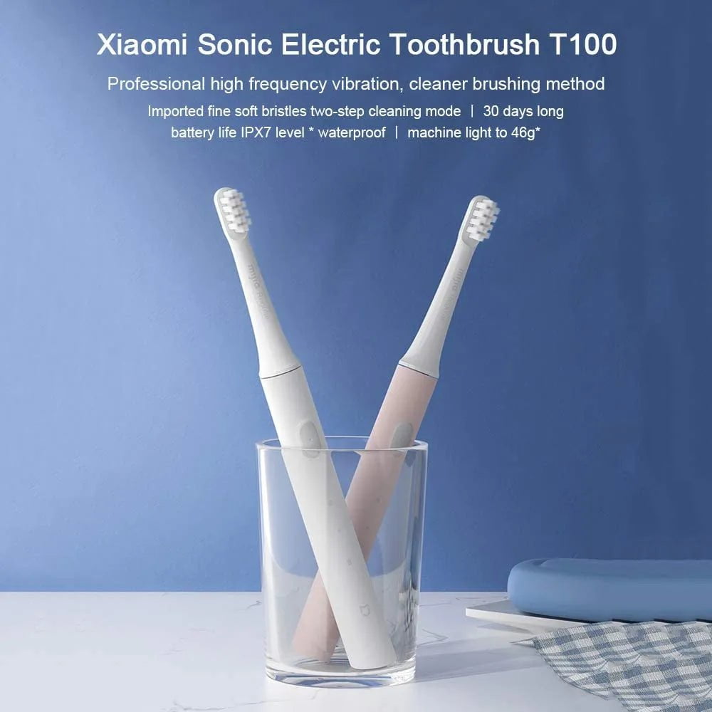 Storazone XIAOMI Mijia T100 Sonic Electric Toothbrush Mi Smart Tooth Brush Colorful USB Rechargeable IPX7 Waterproof For Toothbrushes head