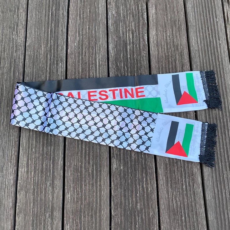 Storazone xvggdg  14x130cm Scarf Printing Satin Palestinian Flag   national day Scarves palestine shawl